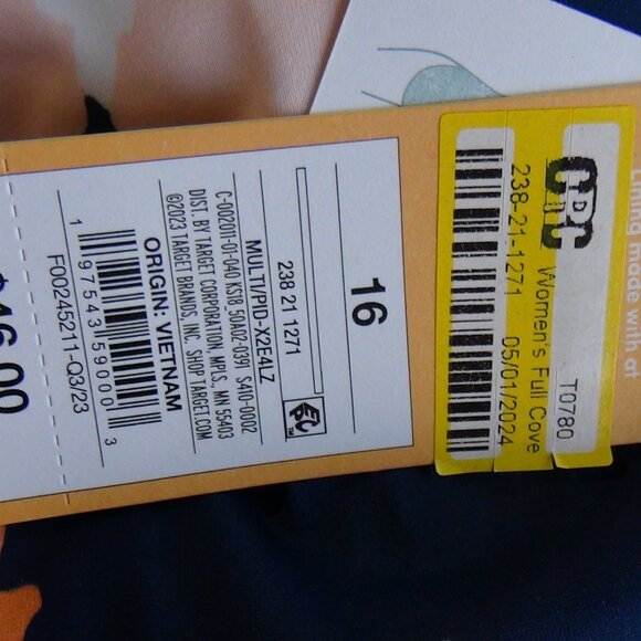 Kona Sol Full Cov Floral Raffle Sleeve Tummy Control One Piece Swimsuit 14 - 22 - Picture 7 of 14